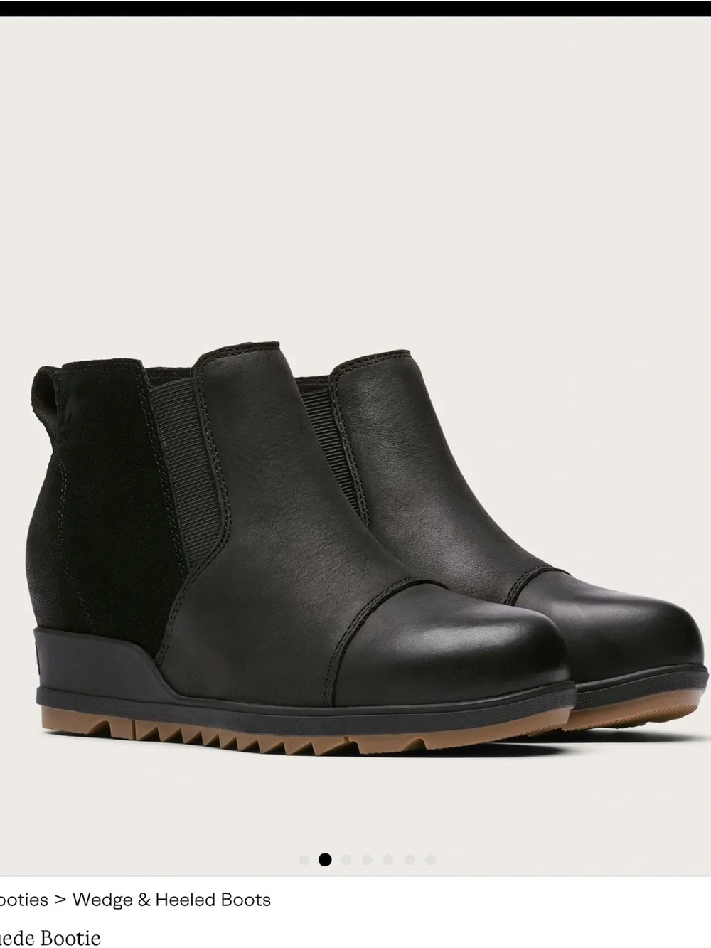 Sorel Black Evie Suede Pull-On Wedge Bootie new without box